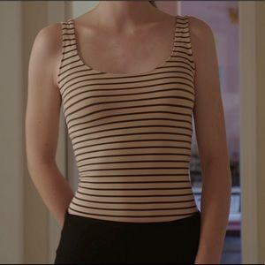 Aritzia Babaton Tank Top Cream/Dark Grey Stripes